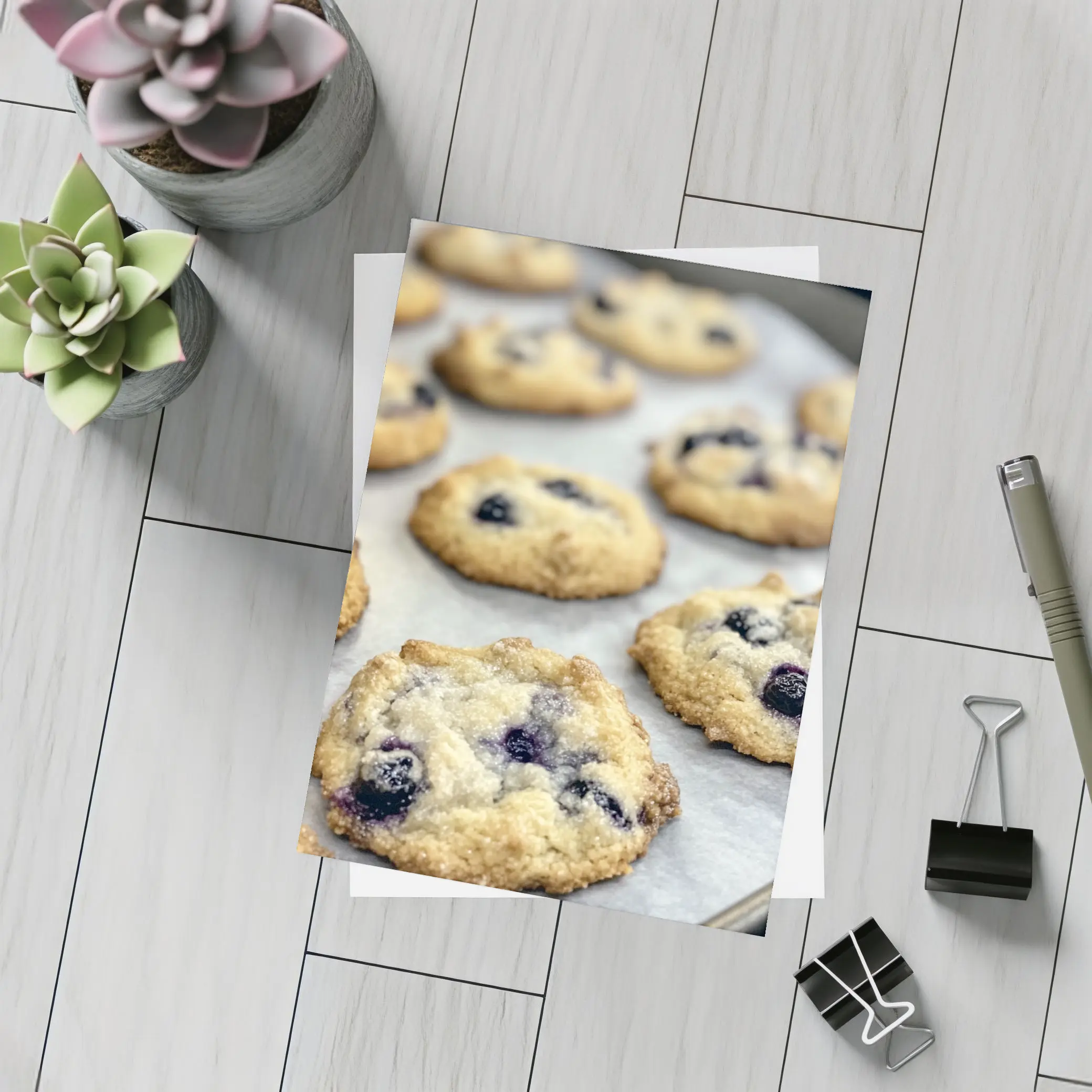 Fresh Blueberry Cookies On Baking Tray – Postcards
