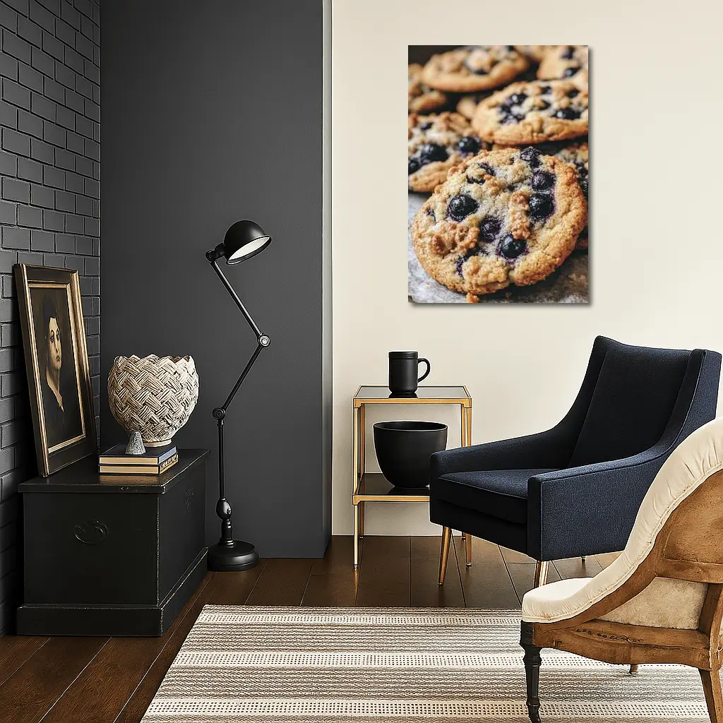 Blueberry Cookies Close Up Food Photography – Wall Art