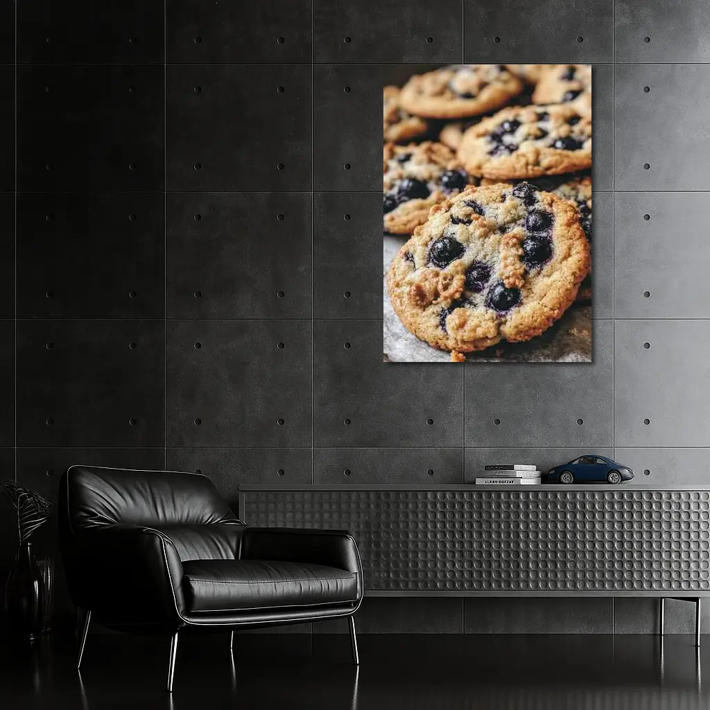 Blueberry Cookies Close Up Food Photography – Wall Art