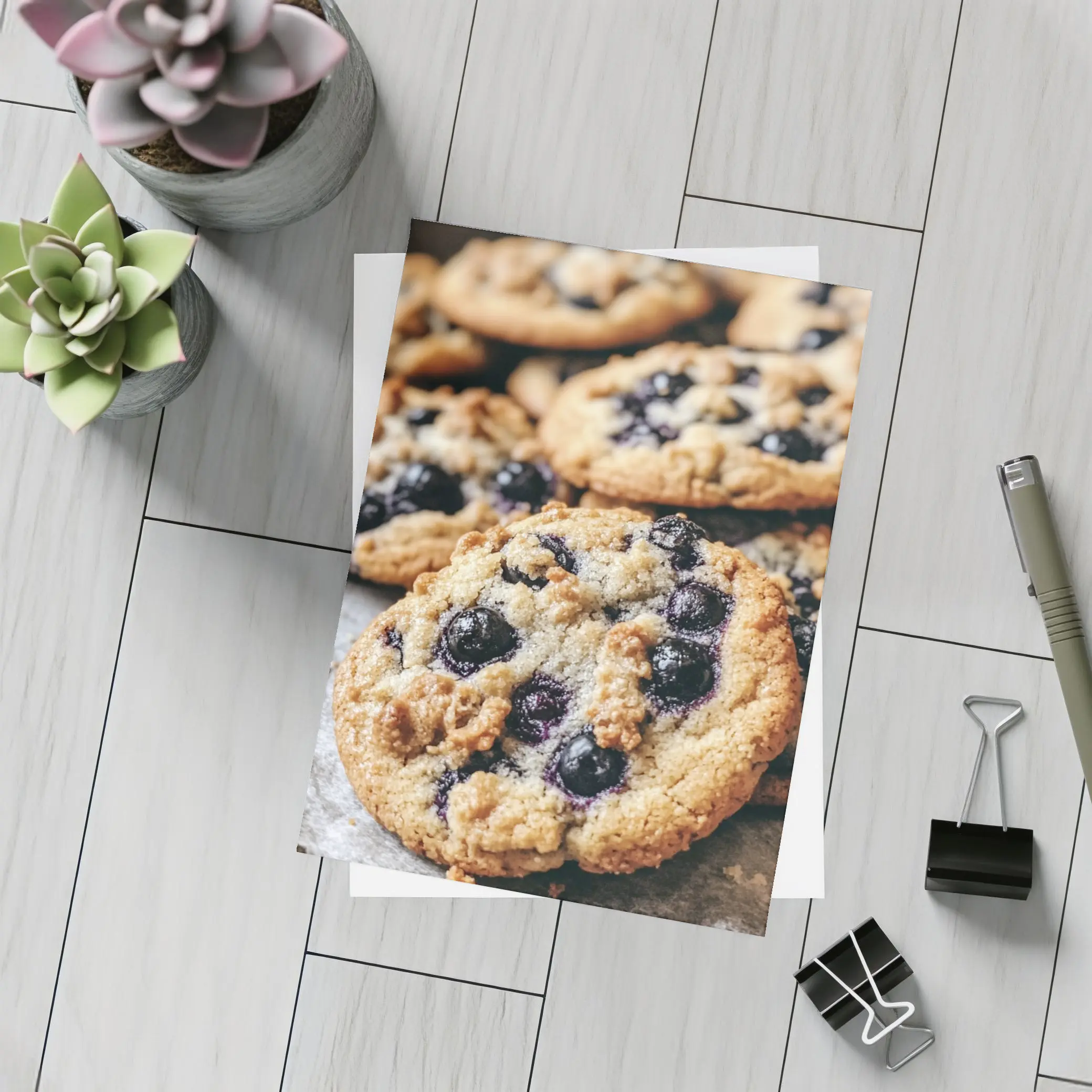 Blueberry Cookies Close Up Food Photography – Postcards