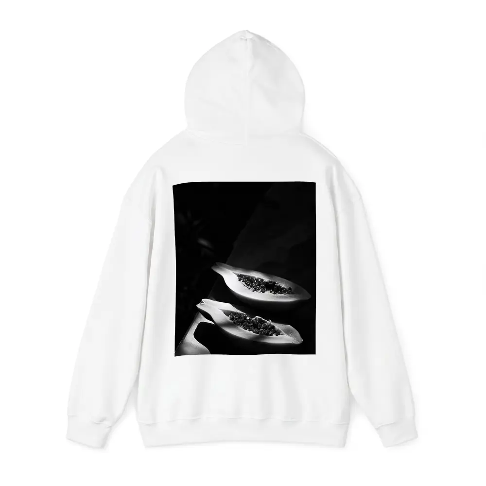 Black And White Papaya Halves Dark Background – Hoodies