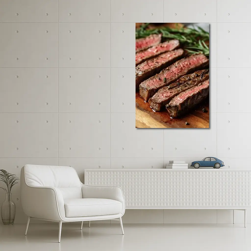 Grilled Steak Slices On Wooden Board – Wall Art