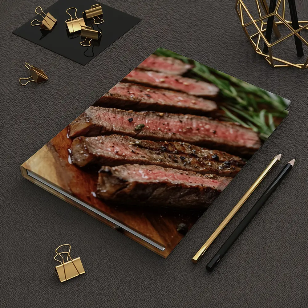 Grilled Steak Slices On Wooden Board – Notebooks