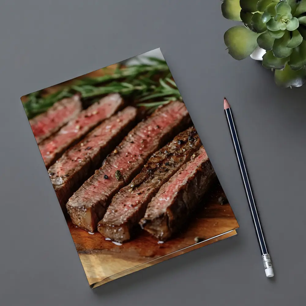 Grilled Steak Slices On Wooden Board – Notebooks
