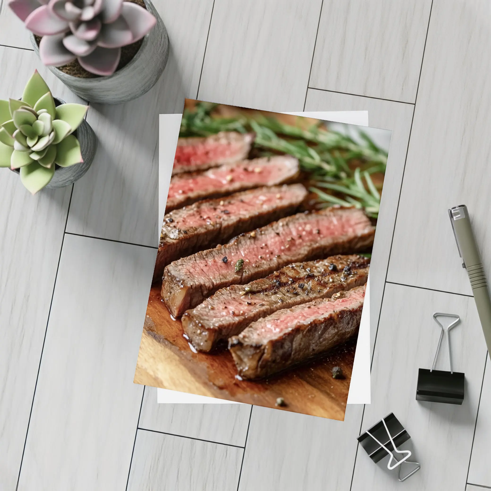 Grilled Steak Slices On Wooden Board – Postcards