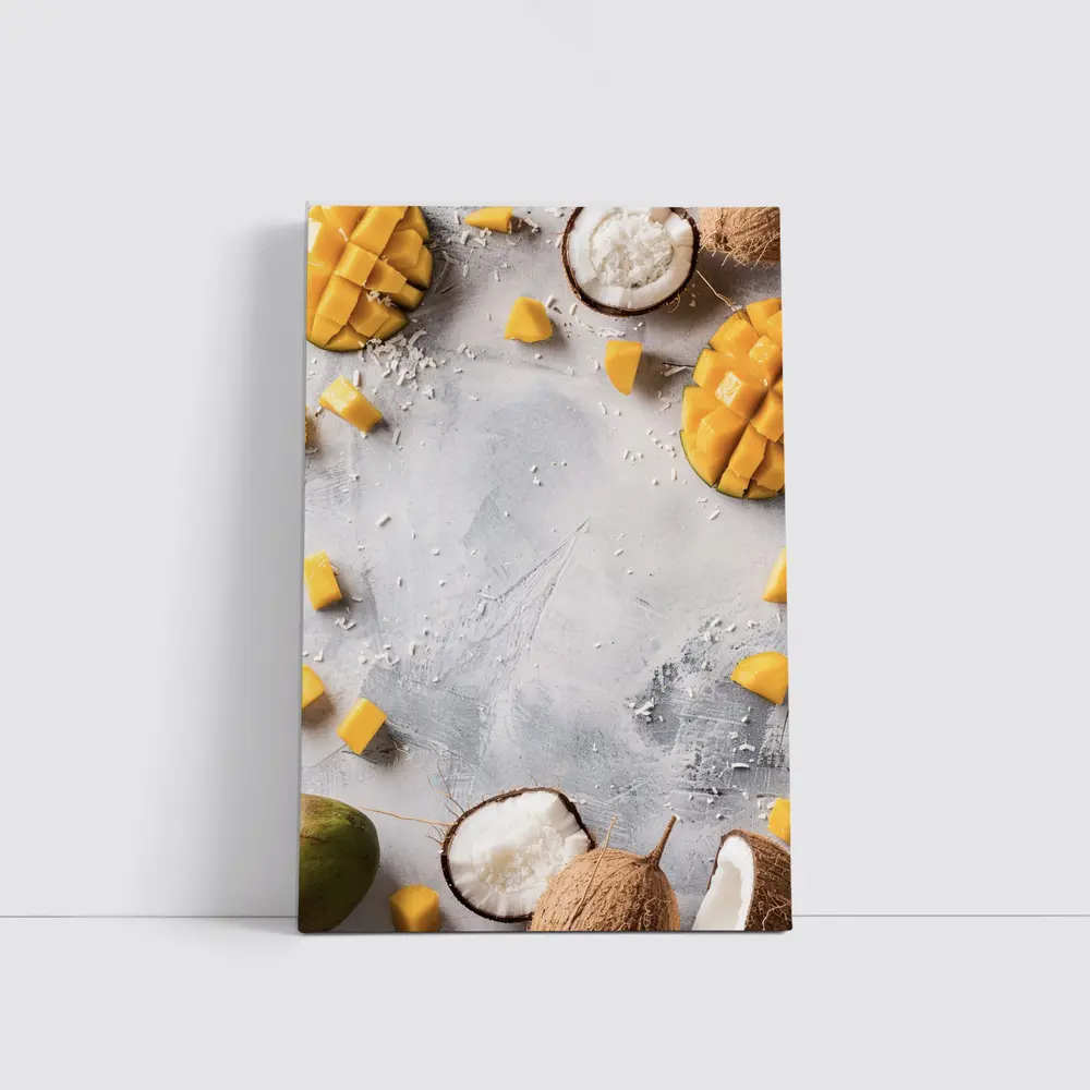 Mango and Coconut Tropical Fruit Flatlay – Wall Art