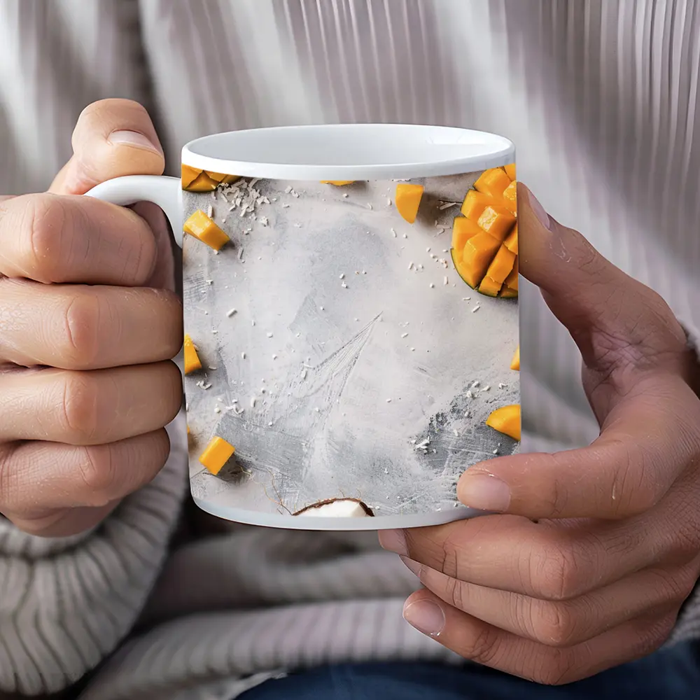 Mango and Coconut Tropical Fruit Flatlay – Mugs