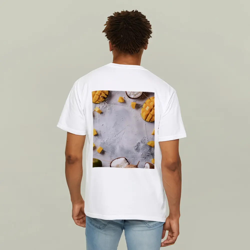 Mango and Coconut Tropical Fruit Flatlay – T-Shirts