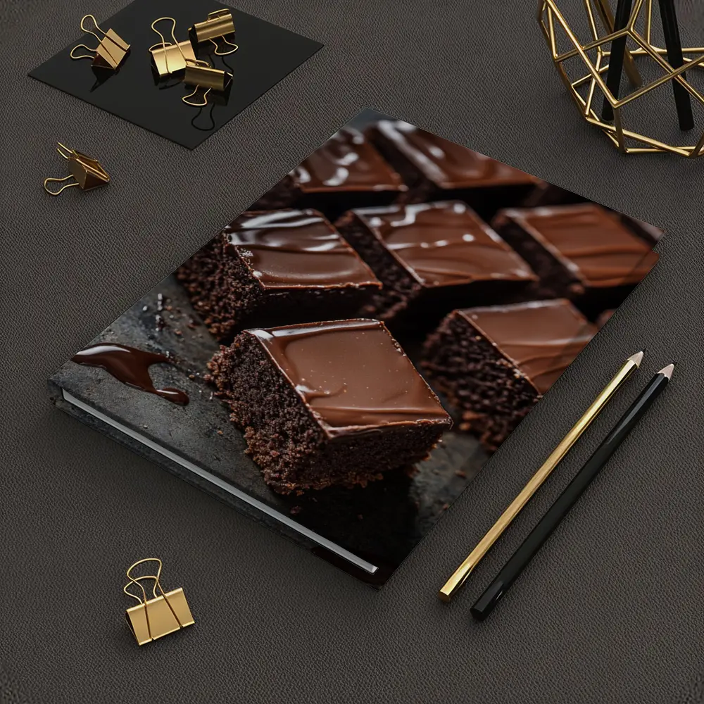 Dark Chocolate Brownies Ganache Glaze Close Up – Notebooks