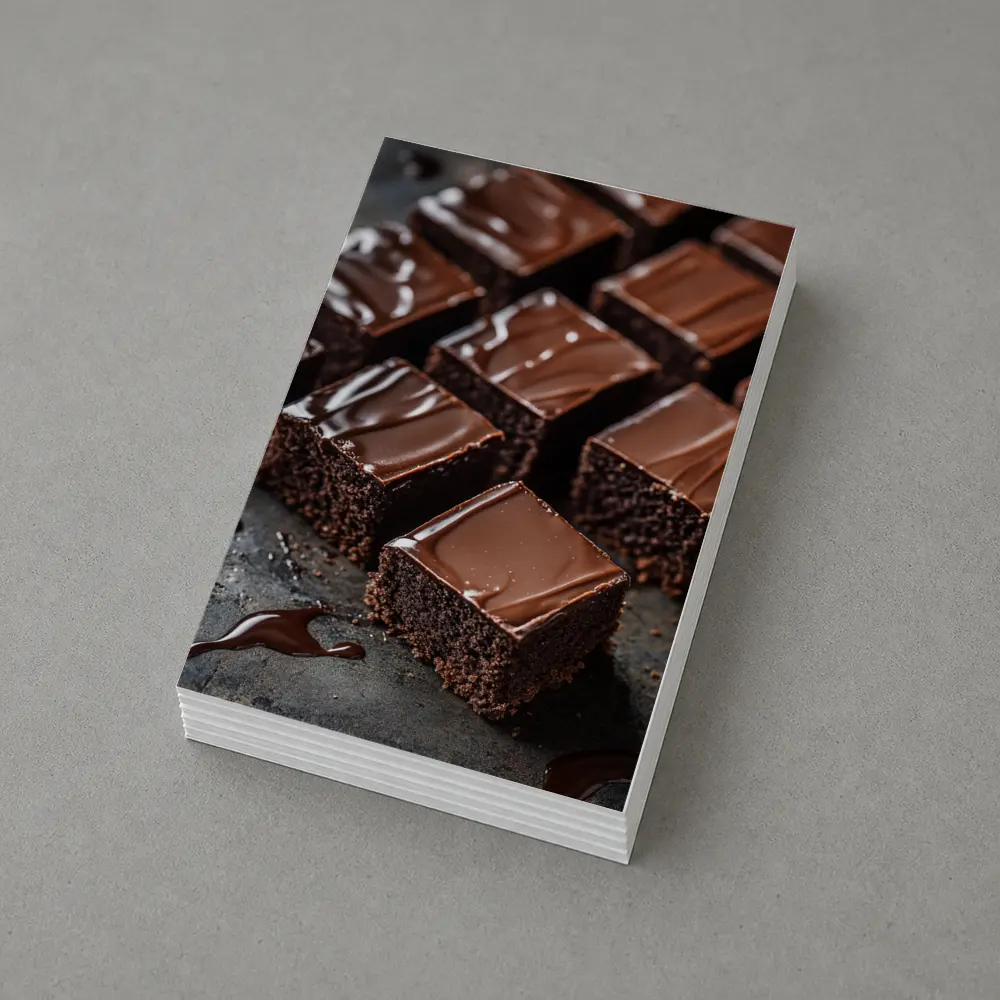 Dark Chocolate Brownies Ganache Glaze Close Up – Postcards