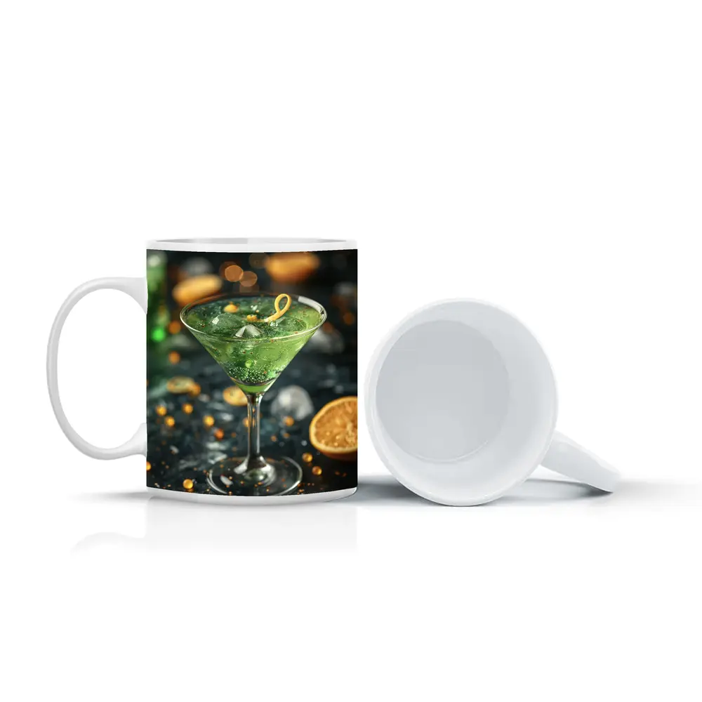 Green Martini Cocktail Gold Bokeh Dark – Mugs