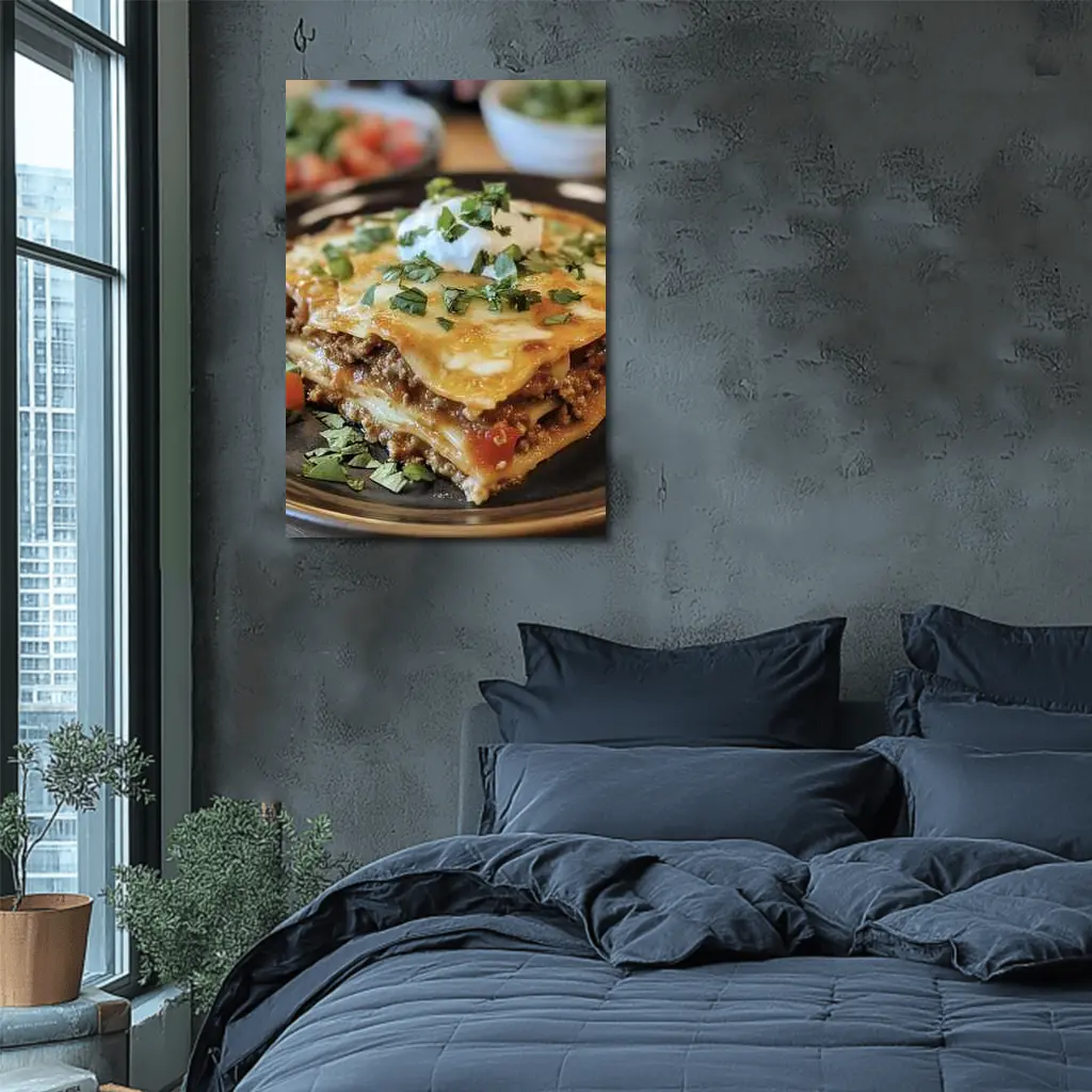 Beef Lasagna Slice Topped With Sour Cream – Wall Art