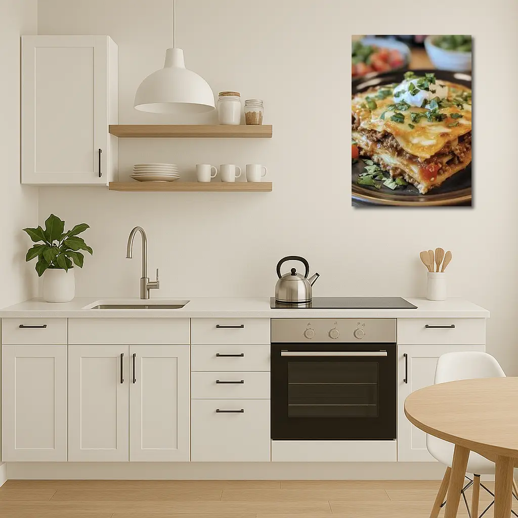 Beef Lasagna Slice Topped With Sour Cream – Wall Art
