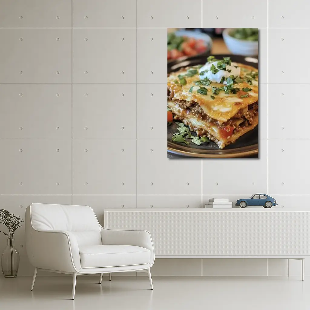 Beef Lasagna Slice Topped With Sour Cream – Wall Art