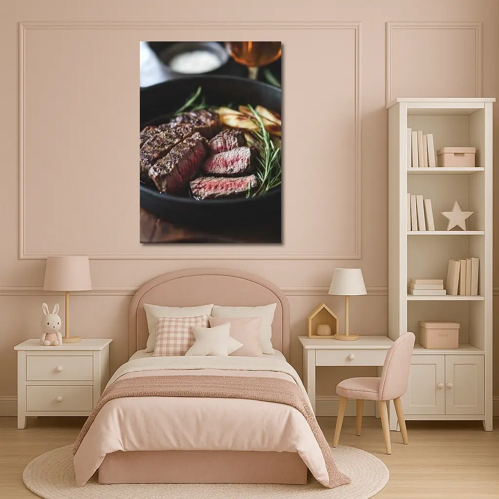 Seared Steak Cast Iron Pan Rosemary – Wall Art
