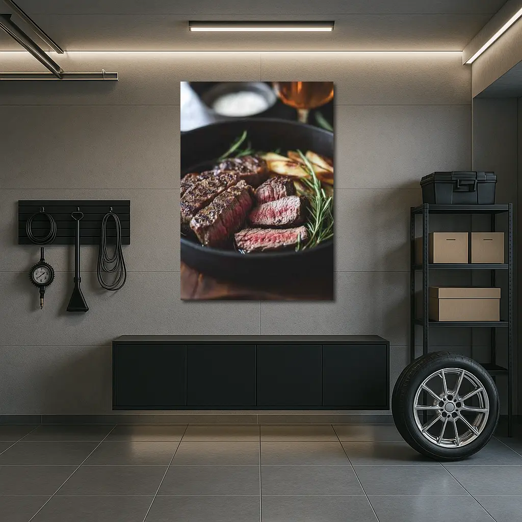 Seared Steak Cast Iron Pan Rosemary – Wall Art
