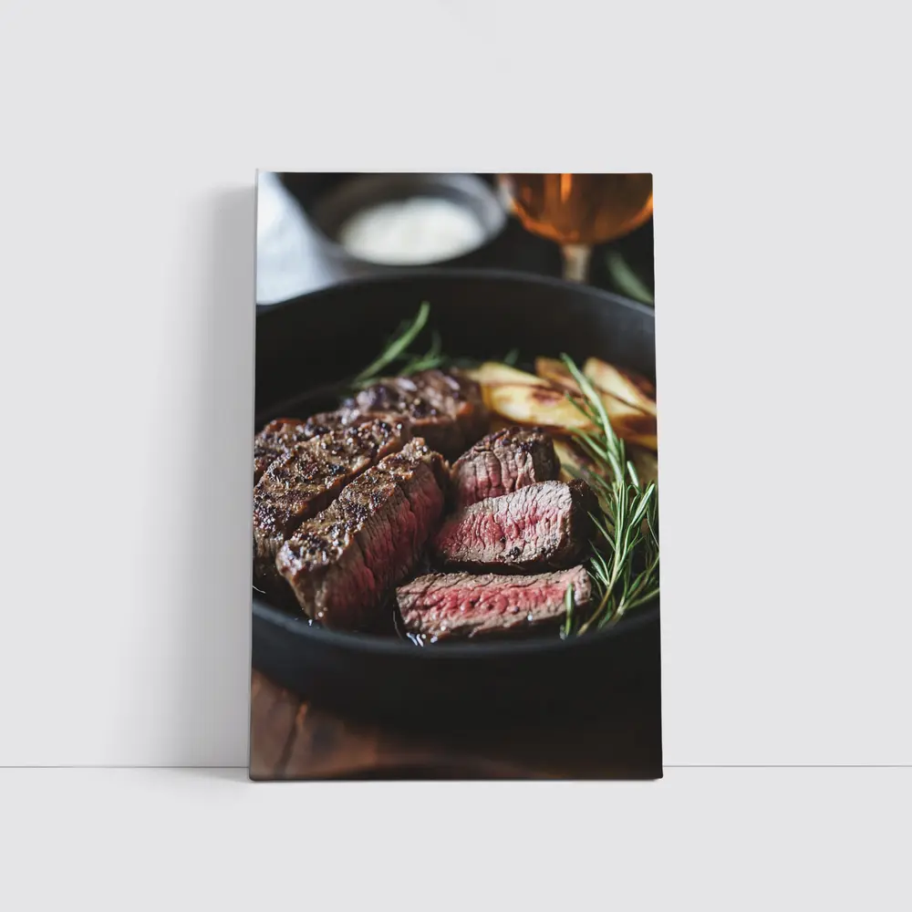 Seared Steak Cast Iron Pan Rosemary – Wall Art