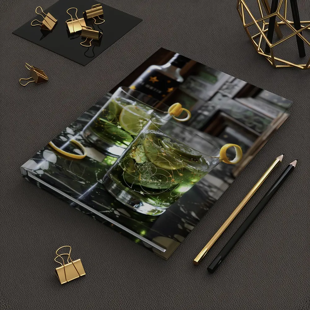 Green Gin Cocktails on Marble Bar – Notebooks