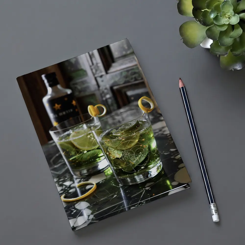 Green Gin Cocktails on Marble Bar – Notebooks