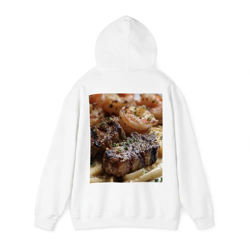 Seared Steak Shrimp Creamy Pasta Dish – Hoodies