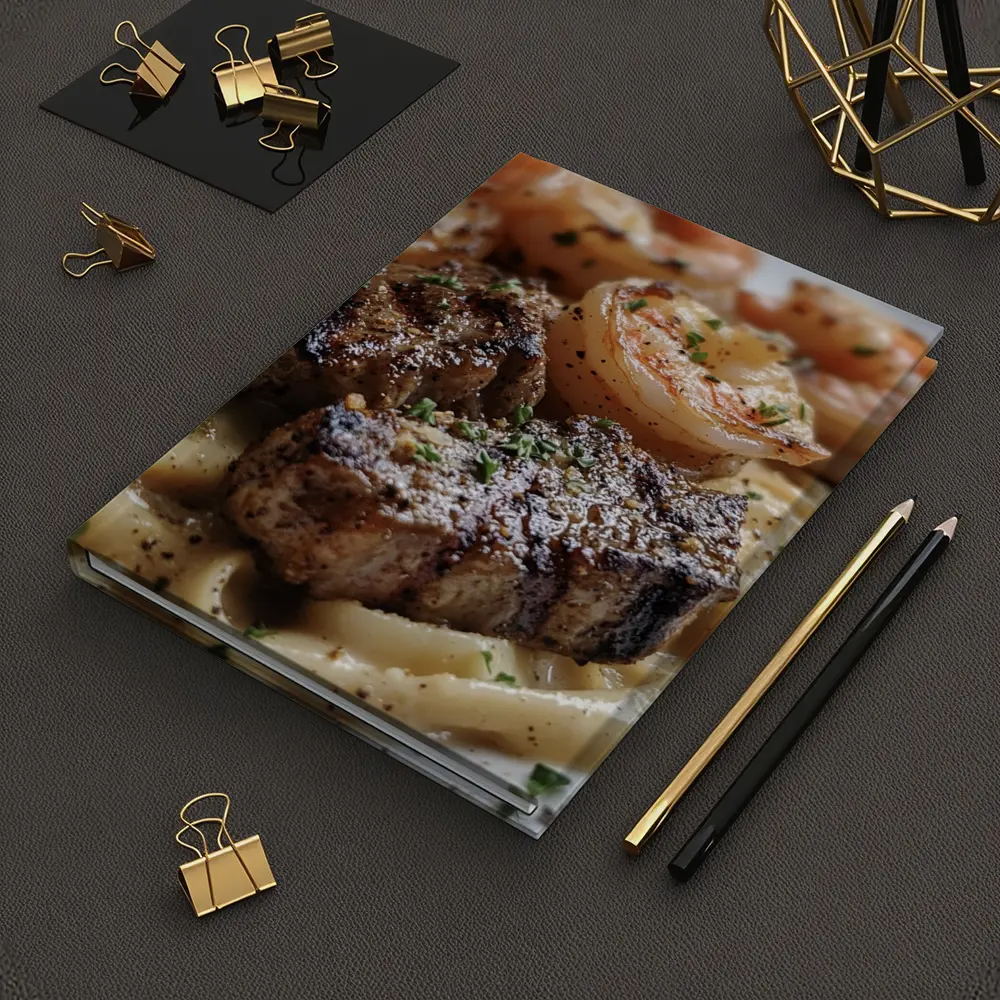 Seared Steak Shrimp Creamy Pasta Dish – Notebooks