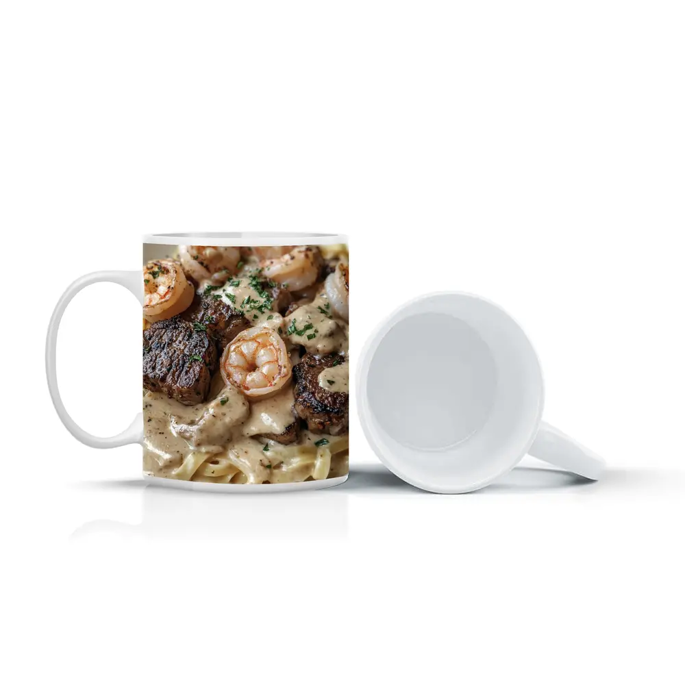 Surf and Turf Steak Shrimp Pasta Dish – Mugs