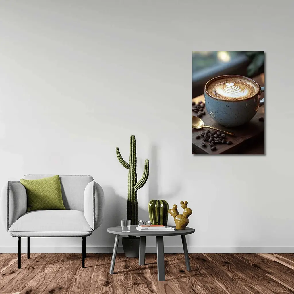 Latte Art Coffee Cup Rustic Wooden Board – Wall Art