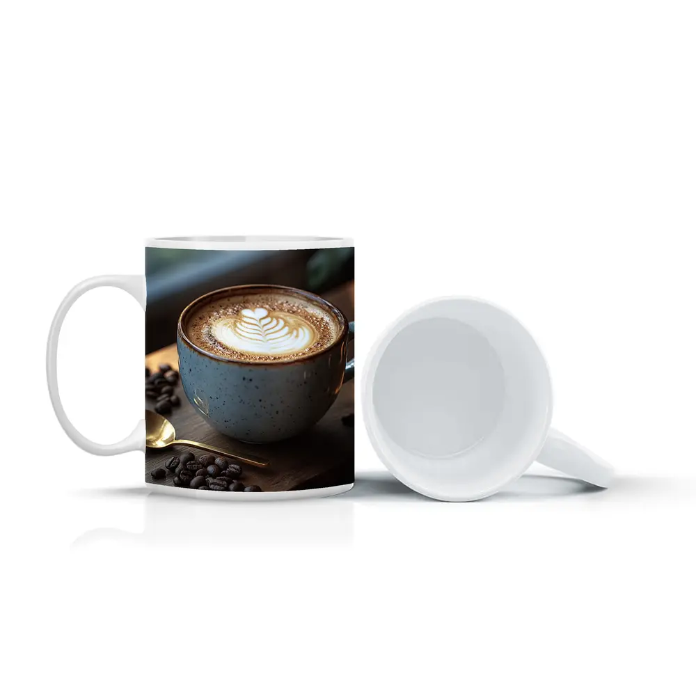 Latte Art Coffee Cup Rustic Wooden Board – Mugs