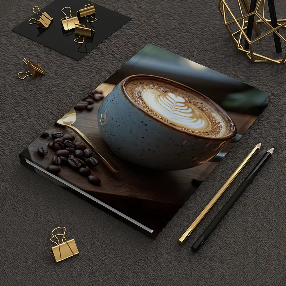 Latte Art Coffee Cup Rustic Wooden Board – Notebooks