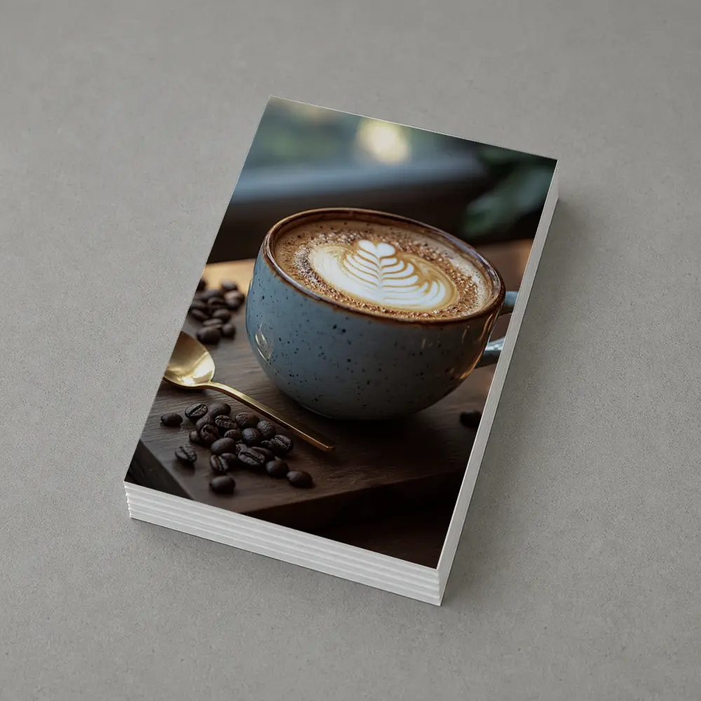 Latte Art Coffee Cup Rustic Wooden Board – Postcards