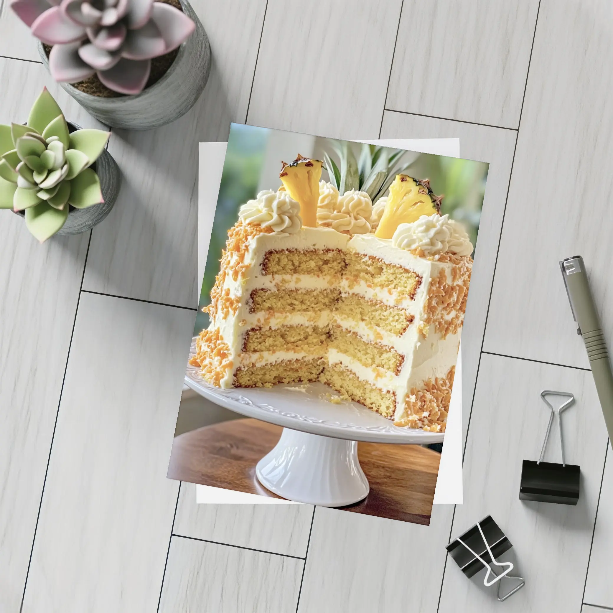 Pineapple Coconut Layer Cake On Stand – Postcards