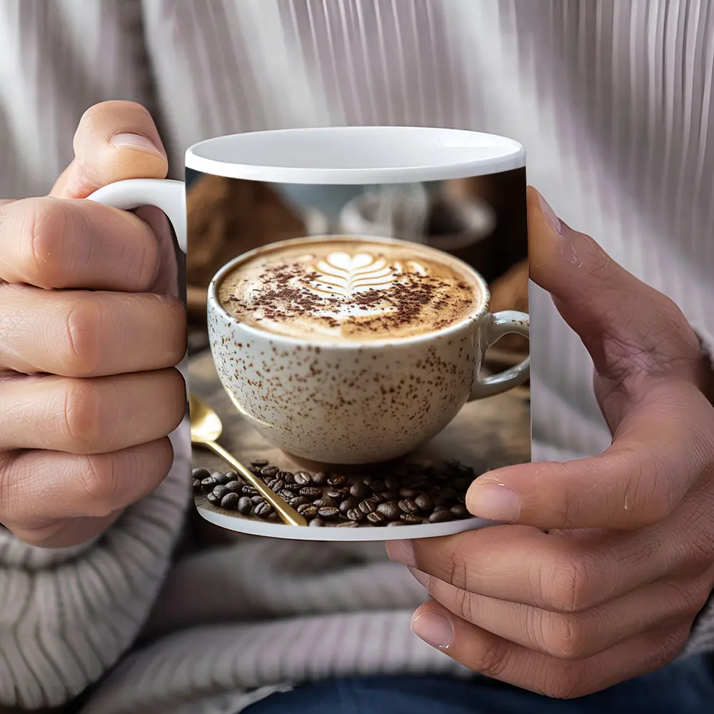 Steaming Latte Art Coffee Cup Wooden Board – Mugs