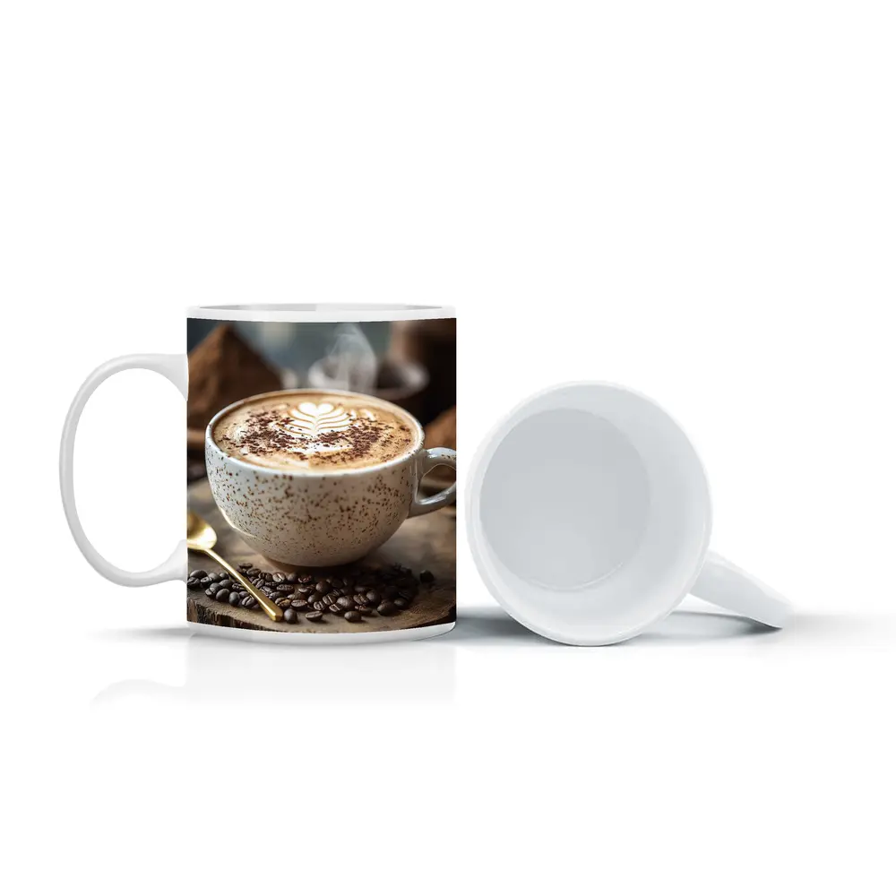 Steaming Latte Art Coffee Cup Wooden Board – Mugs
