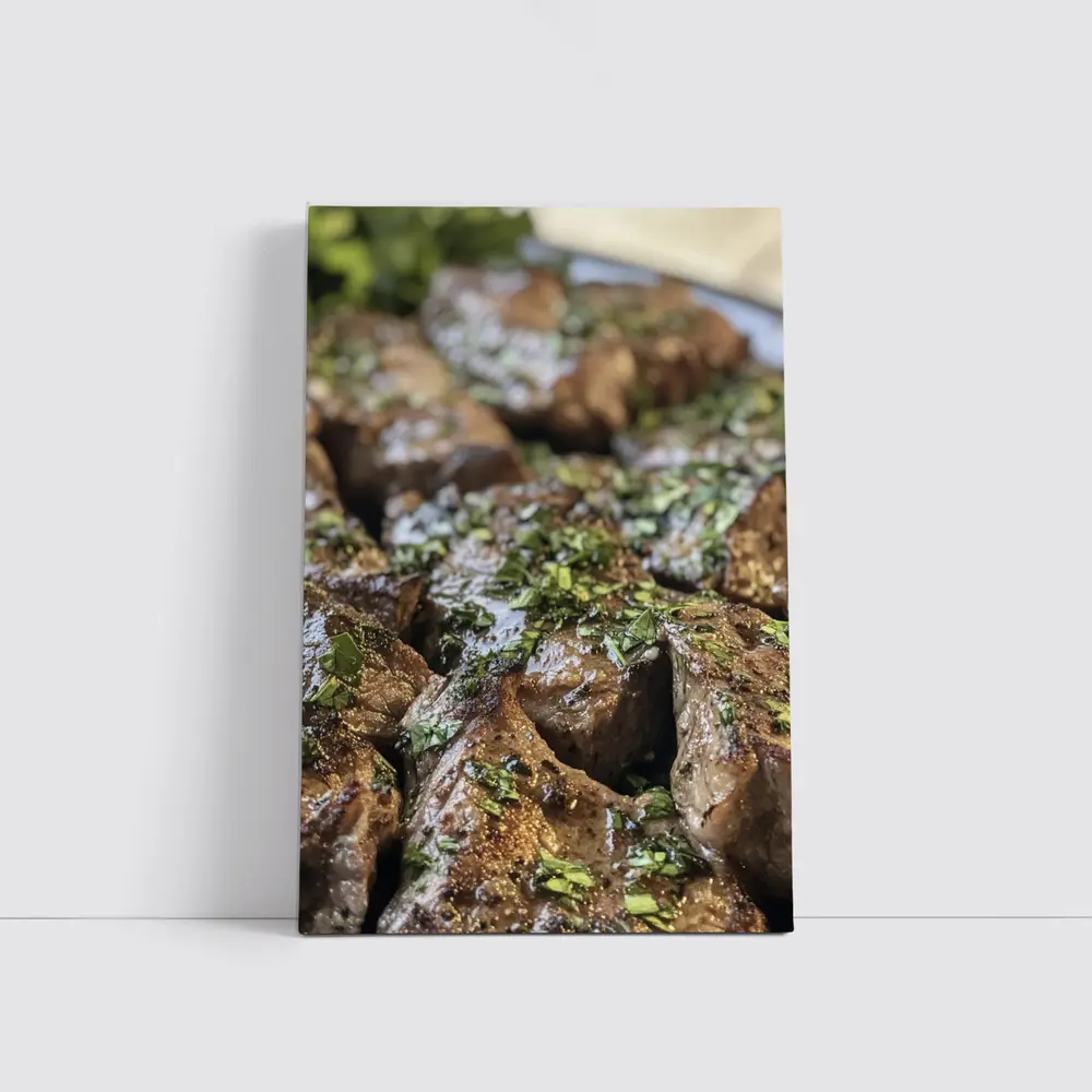 Seared Steak Bites Herb Garlic Butter – Wall Art