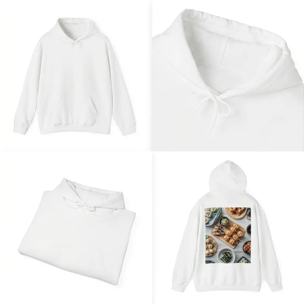Japanese Street Food Spread White Table – Hoodies