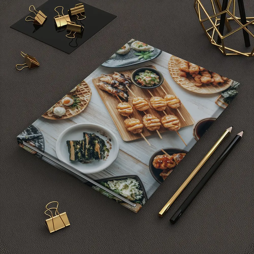 Japanese Street Food Spread White Table – Notebooks