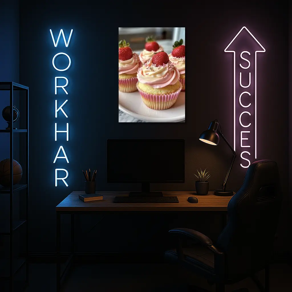 Strawberry Cupcakes Pink Frosting Sprinkles Kitchen – Wall Art