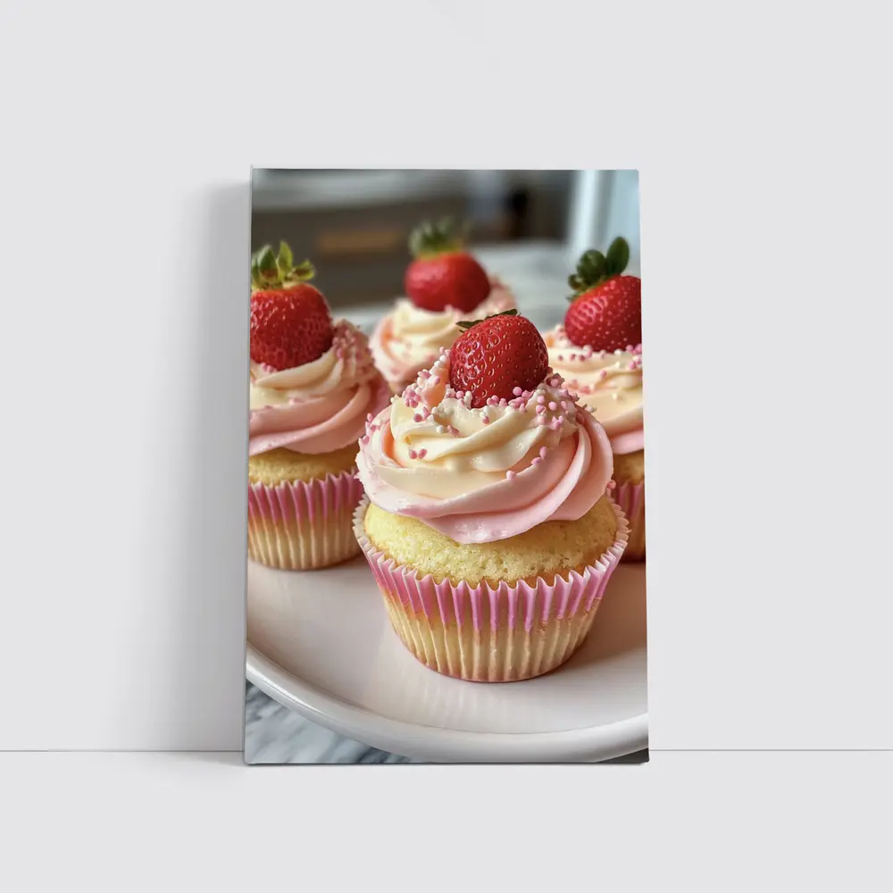 Strawberry Cupcakes Pink Frosting Sprinkles Kitchen – Wall Art