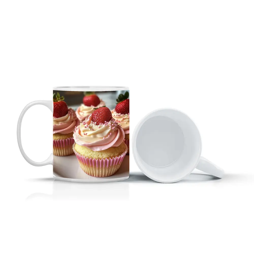 Strawberry Cupcakes Pink Frosting Sprinkles Kitchen – Mugs