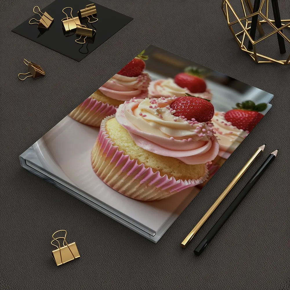 Strawberry Cupcakes Pink Frosting Sprinkles Kitchen – Notebooks