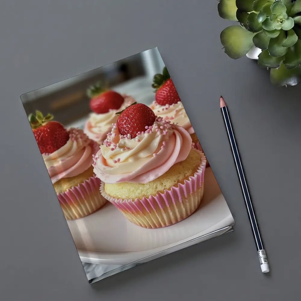 Strawberry Cupcakes Pink Frosting Sprinkles Kitchen – Notebooks