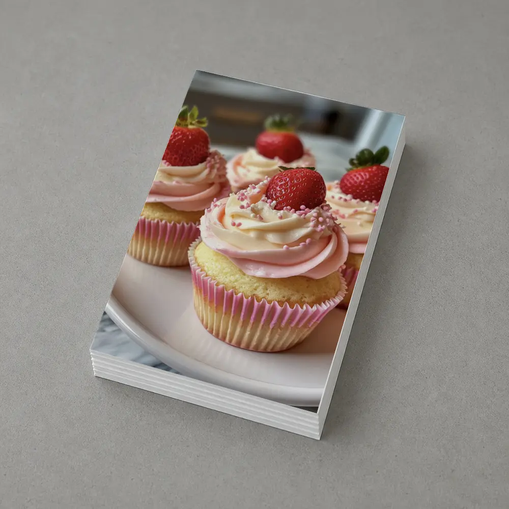 Strawberry Cupcakes Pink Frosting Sprinkles Kitchen – Postcards