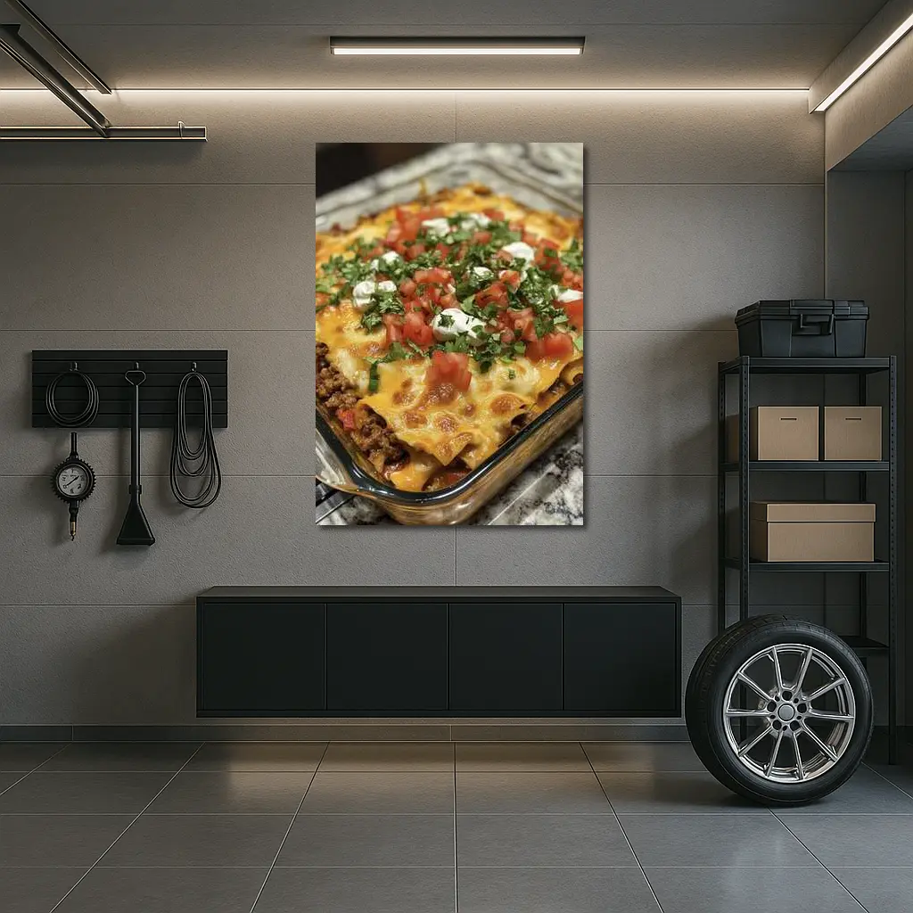 Beef Enchilada Casserole With Fresh Toppings – Wall Art