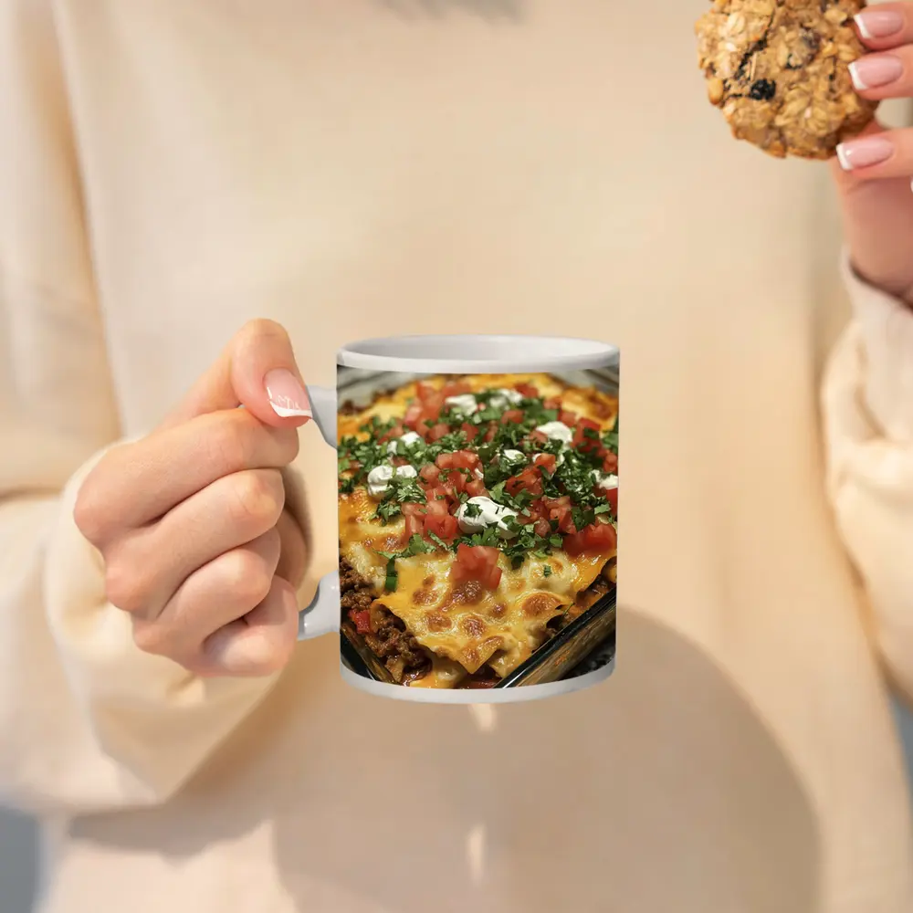 Beef Enchilada Casserole With Fresh Toppings – Mugs