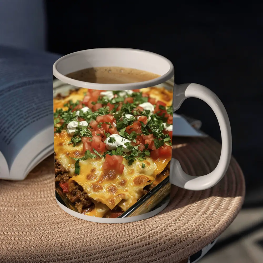 Beef Enchilada Casserole With Fresh Toppings – Mugs
