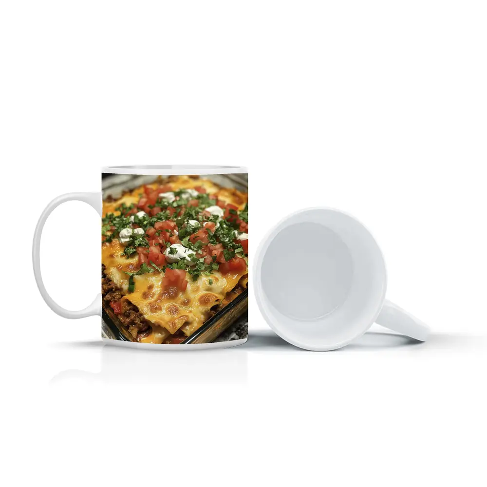 Beef Enchilada Casserole With Fresh Toppings – Mugs