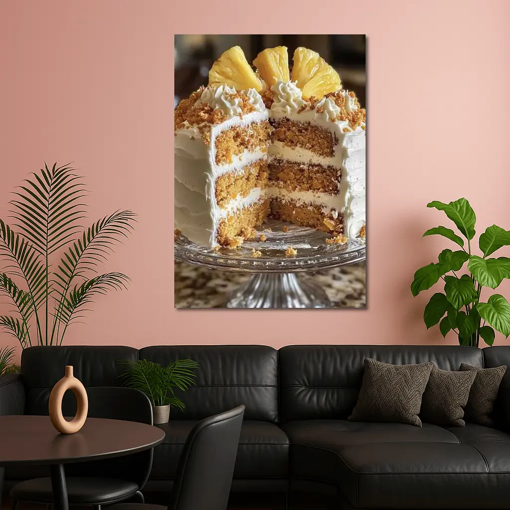 Pineapple Layer Cake White Frosting Kitchen – Wall Art
