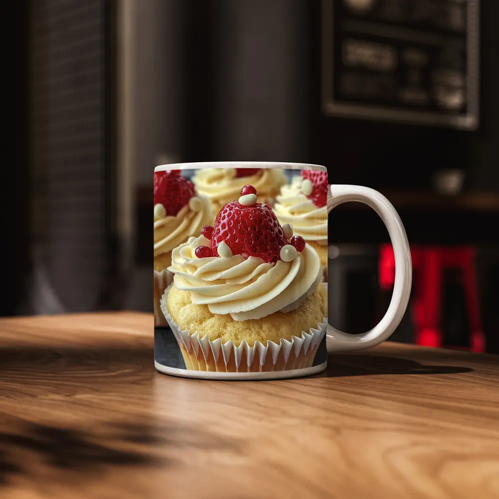 Strawberry Cupcakes White Cream Frosting Close – Mugs