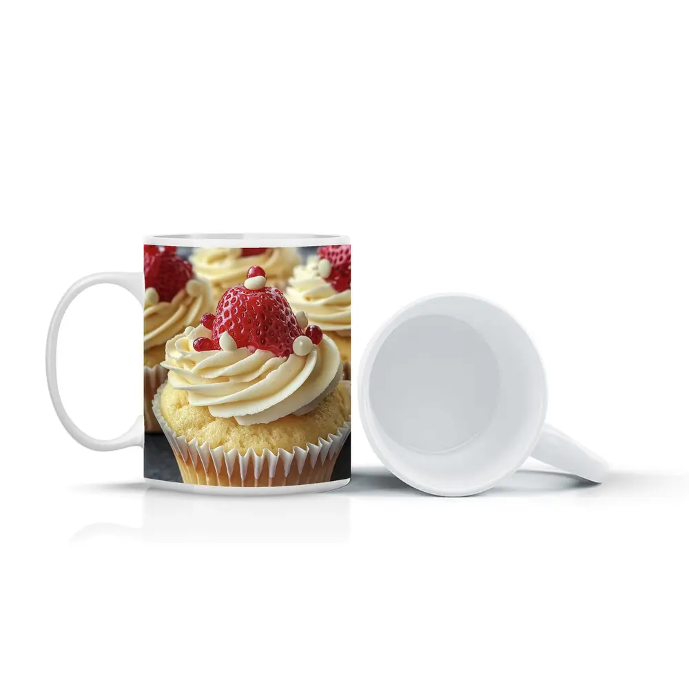 Strawberry Cupcakes White Cream Frosting Close – Mugs