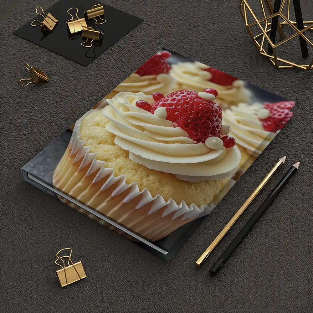 Strawberry Cupcakes White Cream Frosting Close – Notebooks